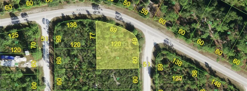Plat Map. Illustrating lot dimensions and property boundaries for the specified parcels