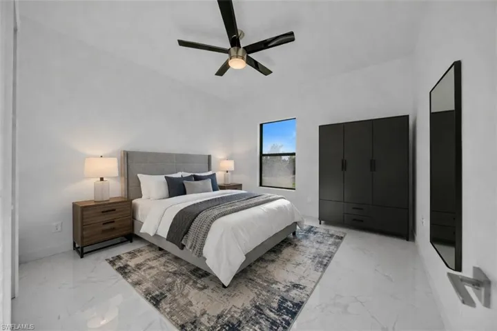 Bedroom with a ceiling fan