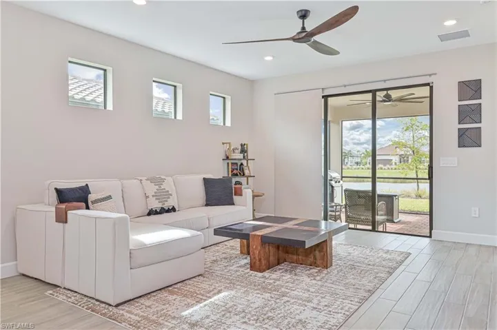 Living room with ceiling fan