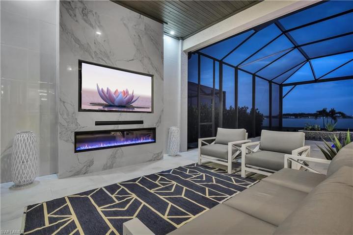 Built-In Electric Fireplace and 75" TV