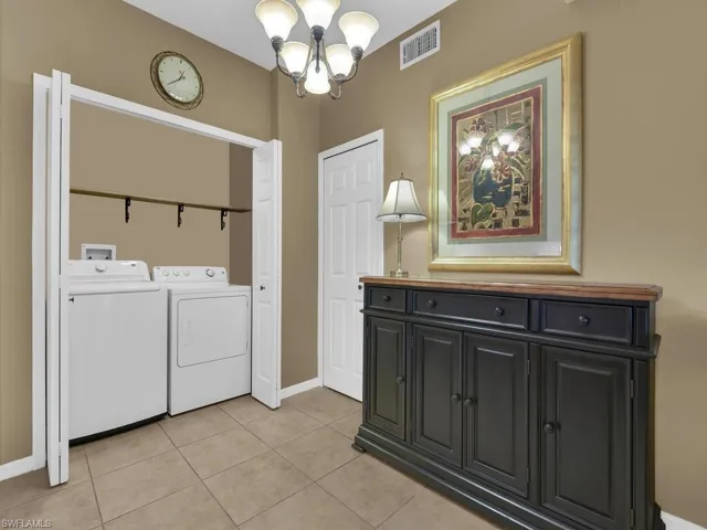 Laundry closet with washer, dryer and additional storage space