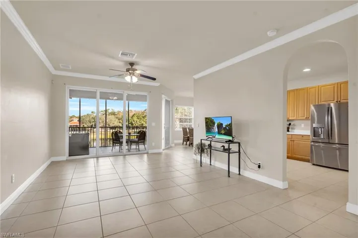 Living room with ceiling fan