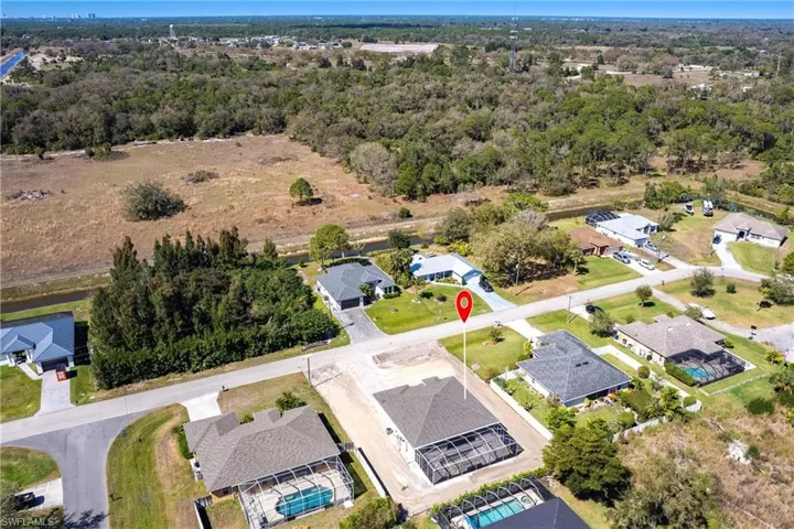 Aerial view with a residential view