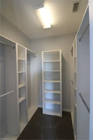 Spacious closet with carpet floors