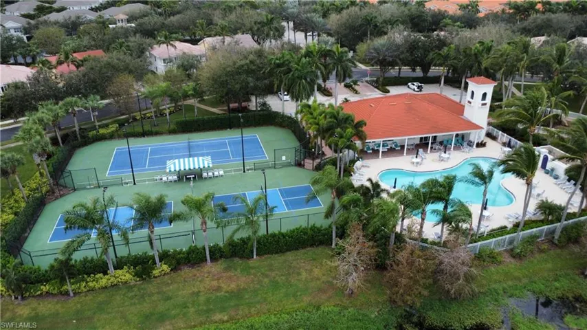 Aerial view of a pool