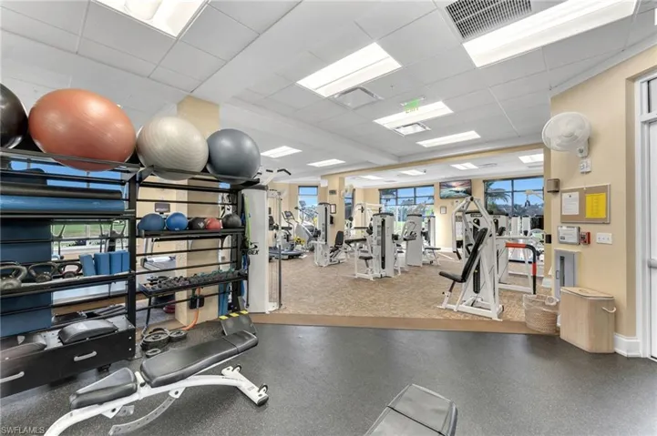 Workout area with a drop ceiling