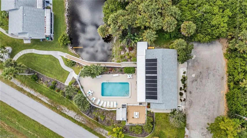 Aerial view of a pool area