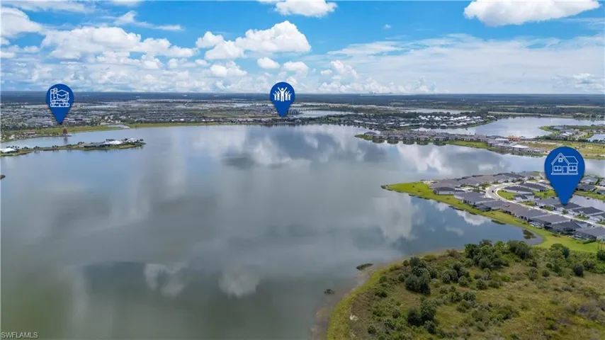 Drone / aerial view of a large body of water
