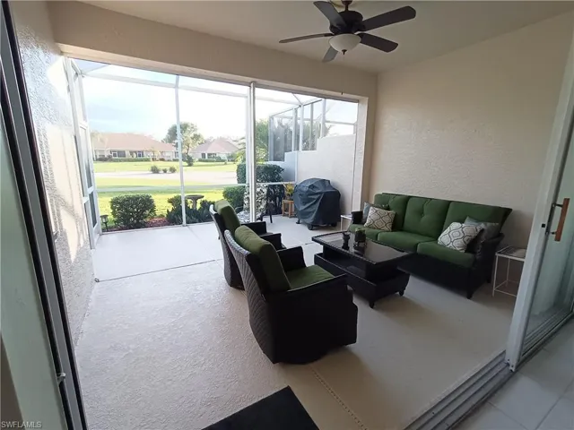 Lanai with electric storm shutter