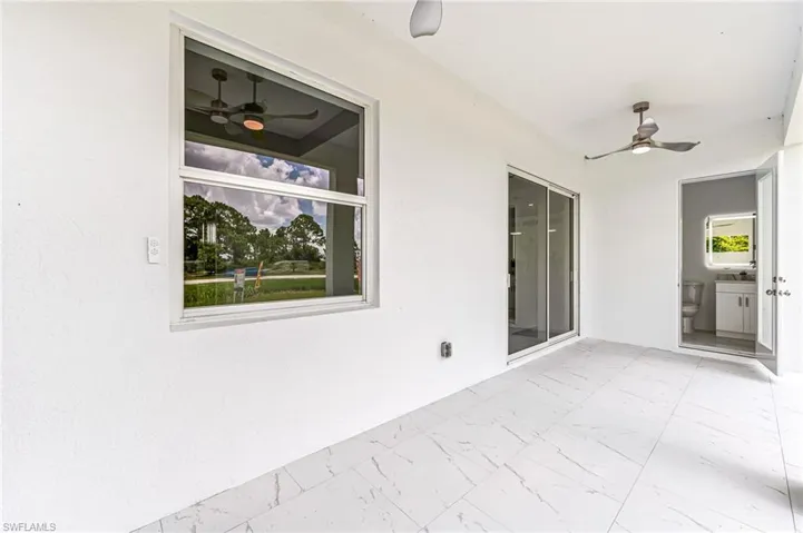 View of patio / terrace featuring ceiling fan