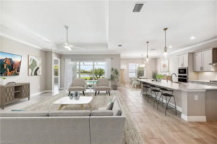 Virtual Staged Great Room and Kitchen