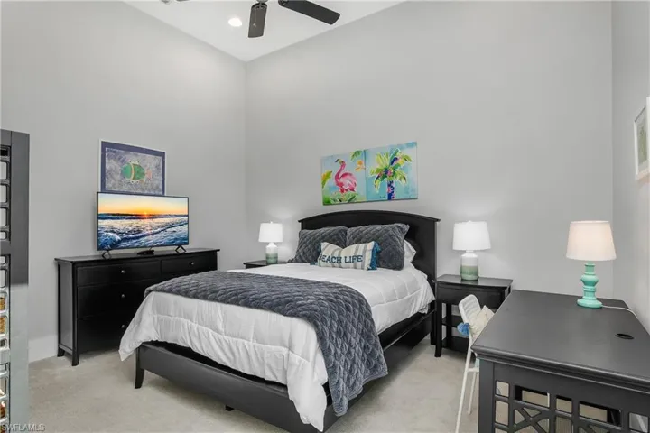 Guest bedroom includes ensuite bath.