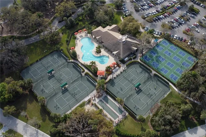 Aerial view of a pool area