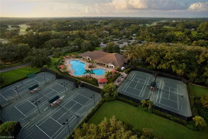 Aerial view of tennis courts