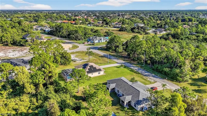 Aerial view of a tree filled landscape