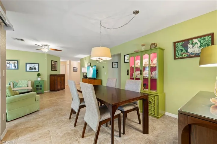 Dining area facing living area