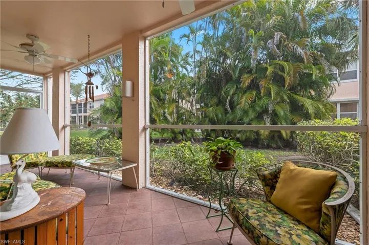 Lanai featuring a ceiling fans with a private view