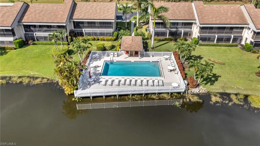 Drone / aerial view featuring pool