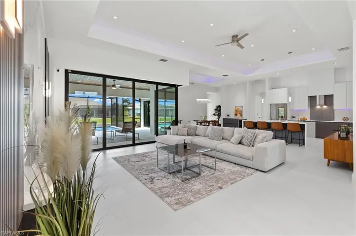 Great room with Zero Corner Impact Resistant  Sliders