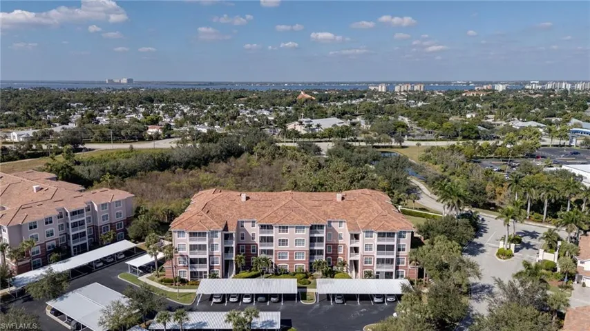 Bird's eye view of apartment complex