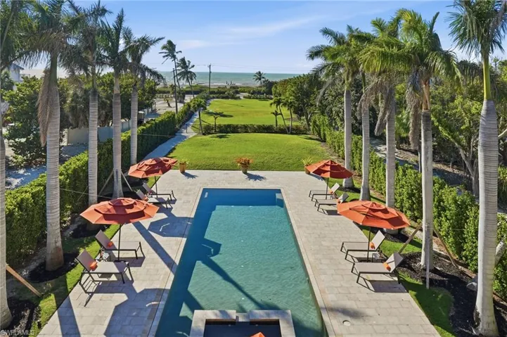 View of swimming pool with patio surround