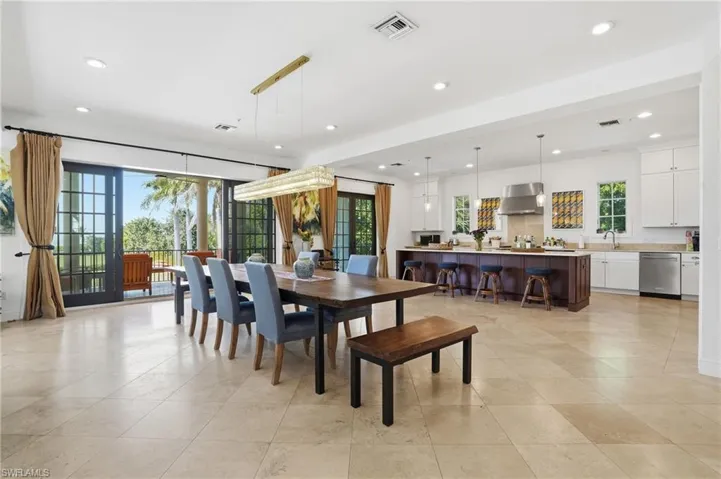 Dining space with recessed lighting