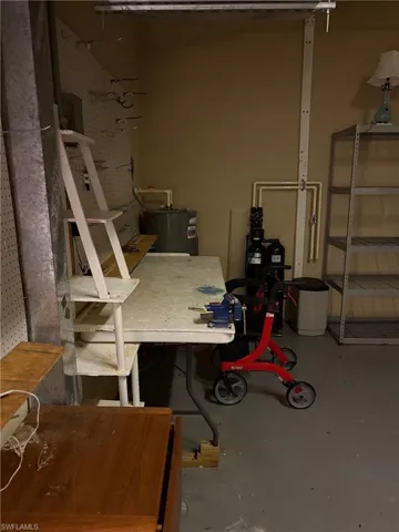 Below grade area with electric water heater