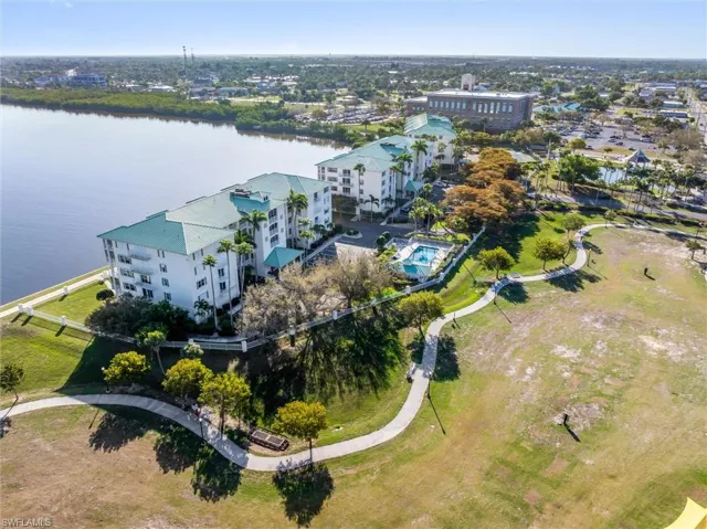 AeriAerial view of three Harbor Walk condo buildings
