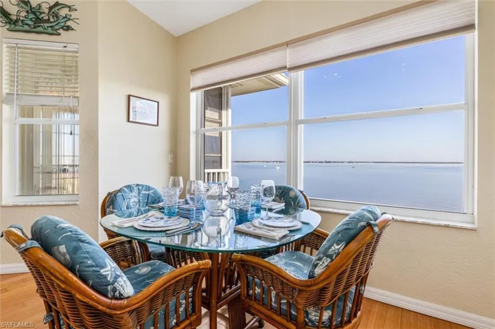 Breakfast nook with vast water views.