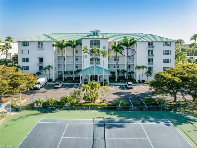 View of tennis court and Building 3