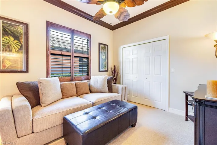 Den in guest bedroom with big walk-in closet