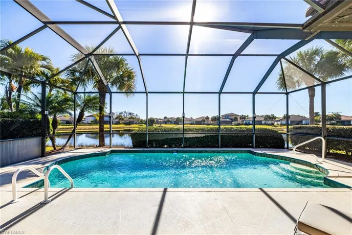 Swimming pool with lake view