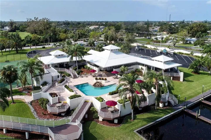 Aerial view of a pool