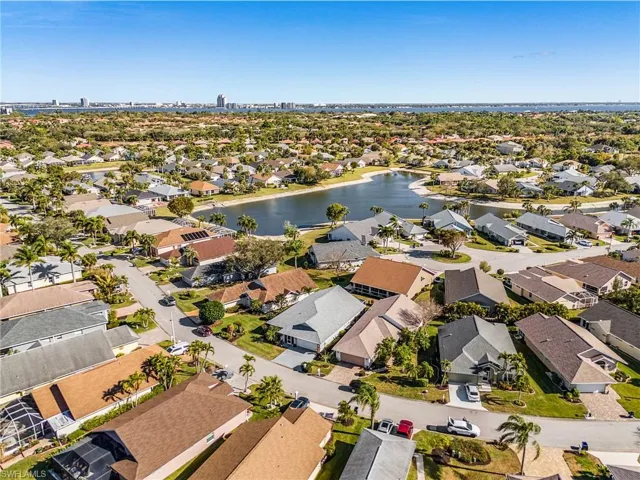 Bird's eye view of a nearby body of water
