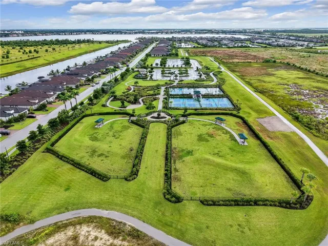 Drone / aerial view of a nearby body of water