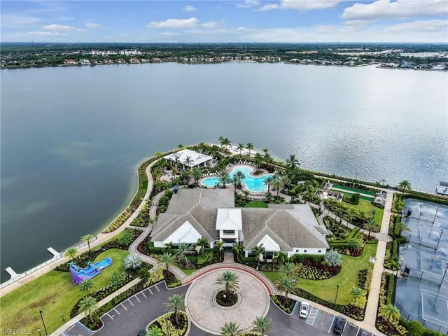 Drone / aerial view of a large body of water