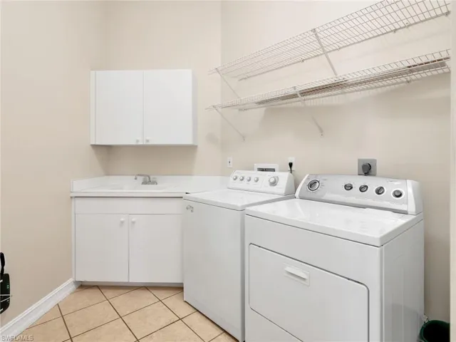 Laundry with storage cabinets