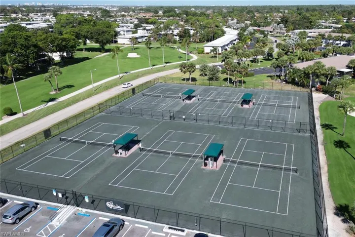 Drone / aerial view of the 6 Har Tru Tennis Courts