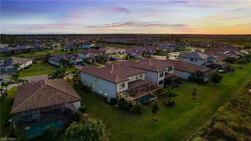 View of aerial view at dusk