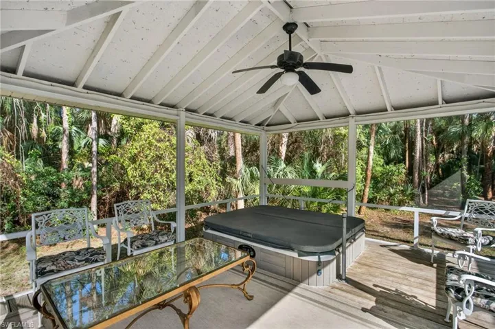 Separate Covered & Screened Patio to relax in the spa!