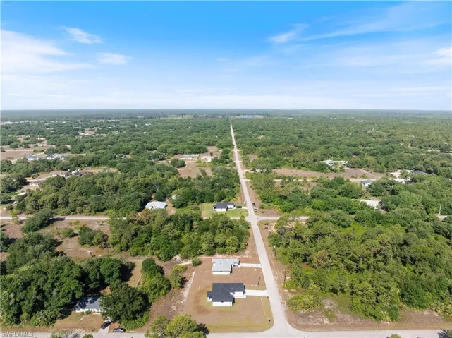 Aerial view featuring a forest view