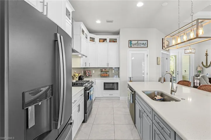 There is a pantry for additional storage in the kitchen.