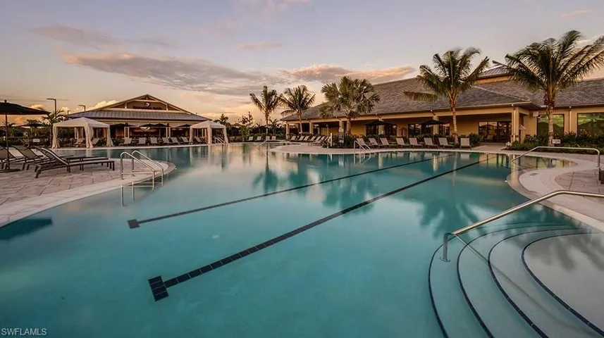Community pool at dusk
