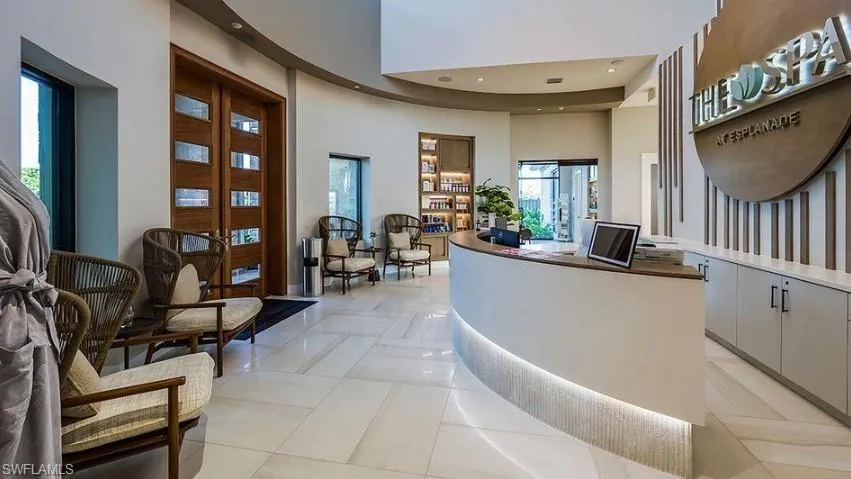 Reception area and spa entrance