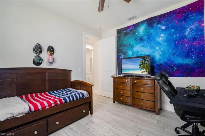 Bedroom with ceiling fan