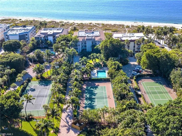 pre-Ian Aerial view with a beach view and a water view