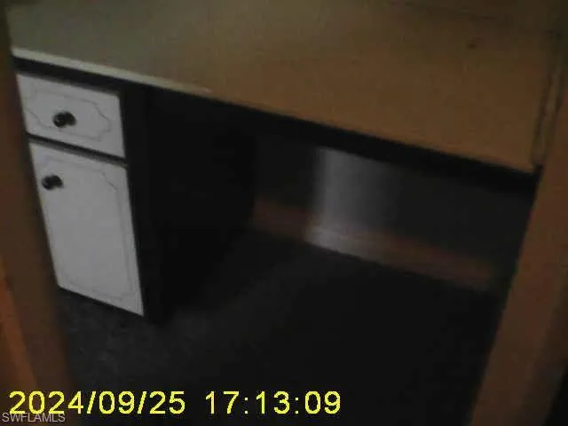 Detailed view of dishwashing machine and white cabinets