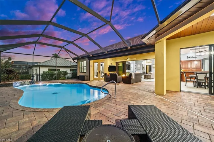 Evening patio and pool