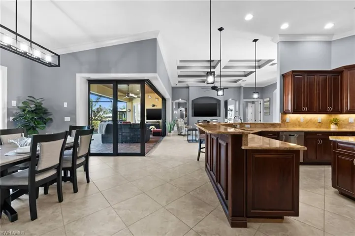 Kitchen and dining room view of the lanai