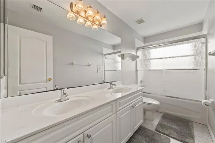 Guest bath Room with dual sinks and lots of counter space